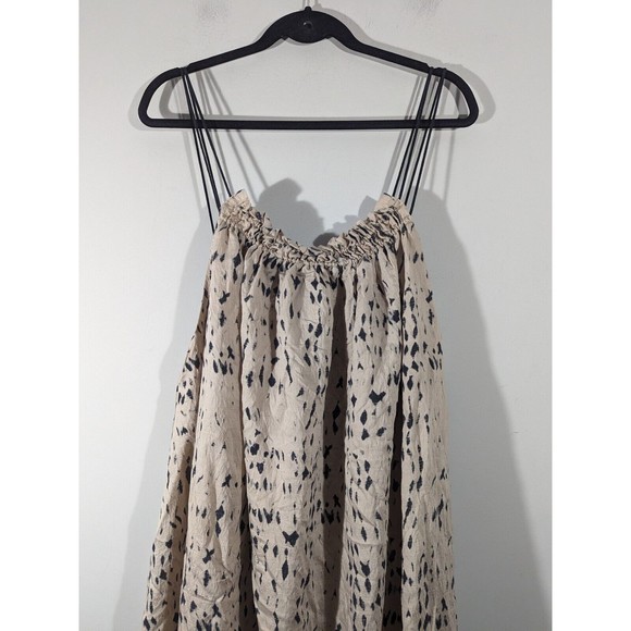 H&M Lyocell Blend Barrel Beige Black Maxi Dress Women Plus Size XXL - Picture 3 of 6